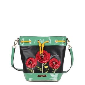NICOLE LEE VOLUPIA FLORAL EMBROIDERED BUCKET BAG